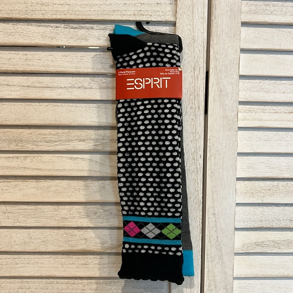ESPRIT Boot Socks/ Knee Socks - NWT - Size 9-11 - Two pairs - Picture 1 of 8